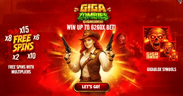 Giga Zombies – hlavné menu s možnosťou výberu stávky